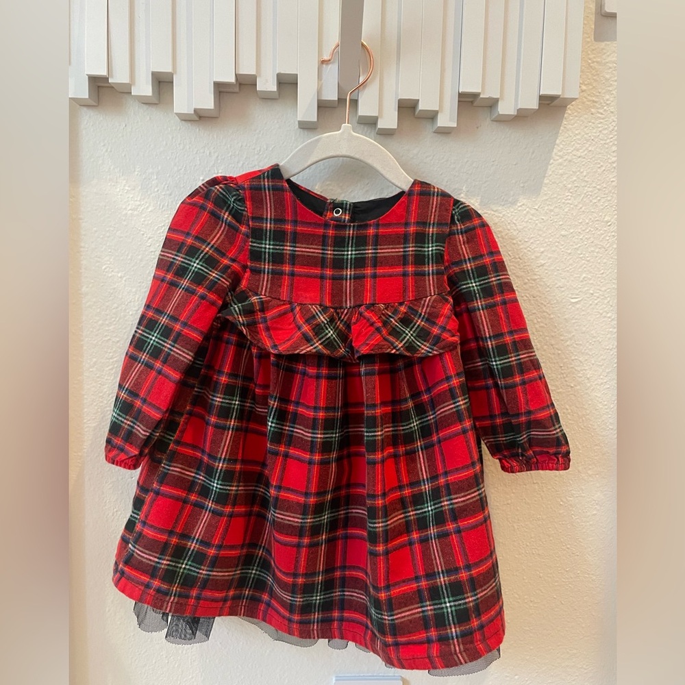 Cat & Jack Baby Flannel Holiday Dress Size 18 Mo